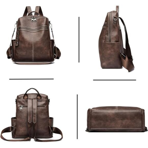 Backpack Purse for Women Fashion Genuine Leather Convertible Shoulder Bag - Picture 4 of 7